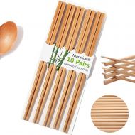 [아마존베스트]Mannice Chopsticks Reusable Chinese Natural Bamboo Chopsticks 9.8/25cm Long Lightweight Wood Chopstick Set For Eating Cooking -10 Pairs gift Sets Dishwasher Safe Color1