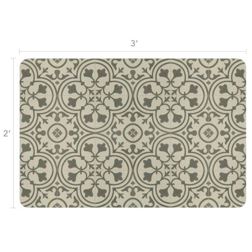  Mannington Vinyl Floor Mat, Durable, Soft and Easy to Clean, Ideal for Kitchen Floor, Mudroom or Pet Food Mat. Freestyle, Wrought Iron Deco Pattern (2 ft x 3 ft)