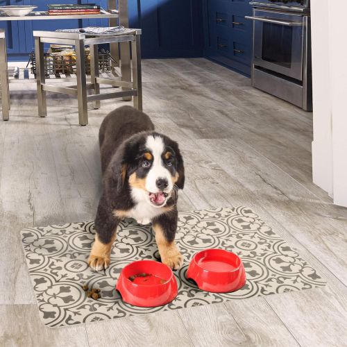  Mannington Vinyl Floor Mat, Durable, Soft and Easy to Clean, Ideal for Kitchen Floor, Mudroom or Pet Food Mat. Freestyle, Wrought Iron Deco Pattern (2 ft x 3 ft)