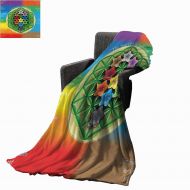 Mannwarehouse Abstract Home Throw Blanket Tree of Life Chart with Spiritual Chakra and Universe Icons Flowers Yoga Pattern Bedroom Warm Blanket 60 Wx80 L Multicolor