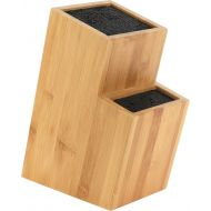 Mantello Bamboo Universal Knife Block Two-Tiered Slot-Less Wooden Knife Stand, Organizer & Holder - Convenient Safe Storage for Large & Small Knives & Utensils - Easy to Clean Remo