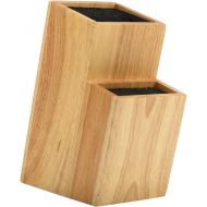 Mantello Wood Universal Knife Block Two-Tiered Slot-Less Wooden Knife Stand, Organizer & Holder - Convenient Safe Storage for Large & Small Knives & Utensils - Easy to Clean Remova