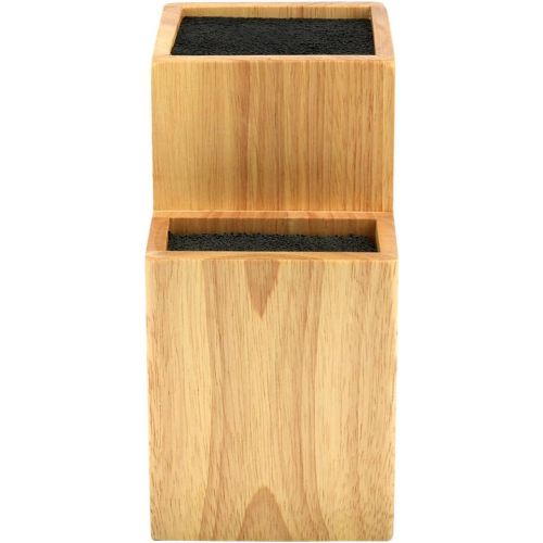  Mantello Wood Universal Knife Block Two-Tiered Slot-Less Wooden Knife Stand, Organizer & Holder - Convenient Safe Storage for Large & Small Knives & Utensils - Easy to Clean Remova