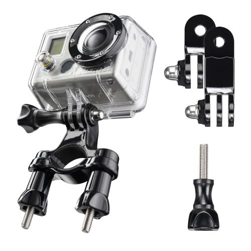  Mantona GoPro SkiPol Befestigungsset inkl. Rohrklemme, Brustgurt, Winkelstueck und Stativadapter fuer GoPro