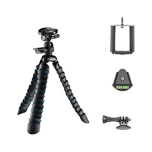  [아마존베스트]Mantona Armadillo DSLR (to working height 28cm/Maximum Load 3kgBlack/Grey + Adapter with 1/4-Inch Connector and Smartphone Holder