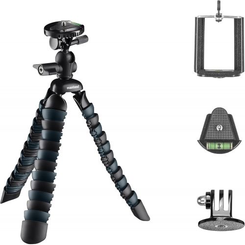  [아마존베스트]Mantona Armadillo DSLR (to working height 28cm/Maximum Load 3kgBlack/Grey + Adapter with 1/4-Inch Connector and Smartphone Holder