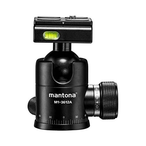  [아마존베스트]Mantona Onyx 12 Ball Head (M1-3612A) Arca-Swiss Compatible Quick Release Plate 50 mm Professional Finish for DSLR, Mirrorless Camera, System Camera, Digital Camera, Camcorder Black