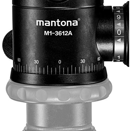  [아마존베스트]Mantona Onyx 12 Ball Head (M1-3612A) Arca-Swiss Compatible Quick Release Plate 50 mm Professional Finish for DSLR, Mirrorless Camera, System Camera, Digital Camera, Camcorder Black