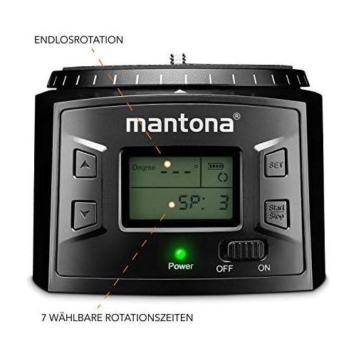  [아마존베스트]Mantona Turnaround 360 Advanced 3 - Electric Panorama Tripod Head 360° Endless Rotation Programmable Swivel Head for Timelapse Time Lapse and Pivots with Camera Smartphone Action C