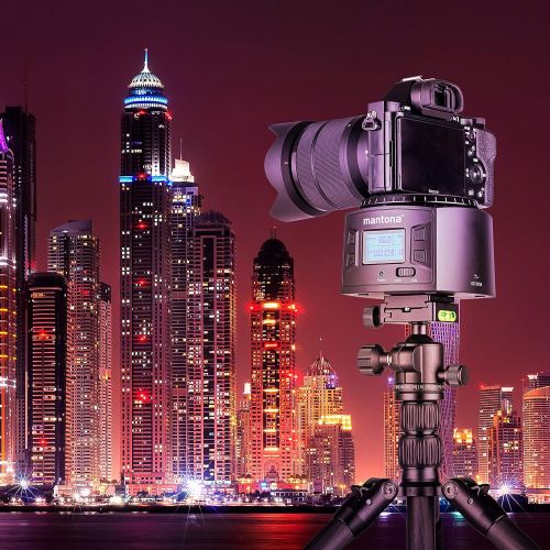  [아마존베스트]Mantona Turnaround 360 Advanced 3 - Electric Panorama Tripod Head 360° Endless Rotation Programmable Swivel Head for Timelapse Time Lapse and Pivots with Camera Smartphone Action C