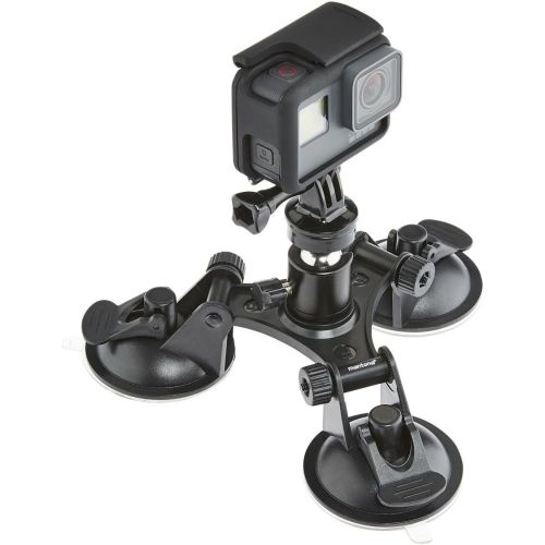  [아마존베스트]Mantona Suction Cup Mount 3 Leg Size L for GoPro Hero 6 5 4 3+ 3 2 1, Session and Other Compatible Action Cams, Includes High Quality Aluminium Ball Head, 3 Suction Cups