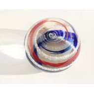 MantraGlassArt Memorial Glass, Patriotic Glass Memorial, Funeral, Glass Cremation Ashes Keepsake, Patriotic Memorial, Red White Blue Memorial