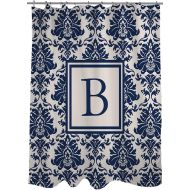 Manual Woodworkers & Weavers Shower Curtain, Monogrammed Letter B, Blue Damask