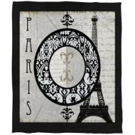 Manual Woodworkers & Weavers Coral Fleece Throw, 60 by 80-Inch, Paris Circle Eiffel Tower