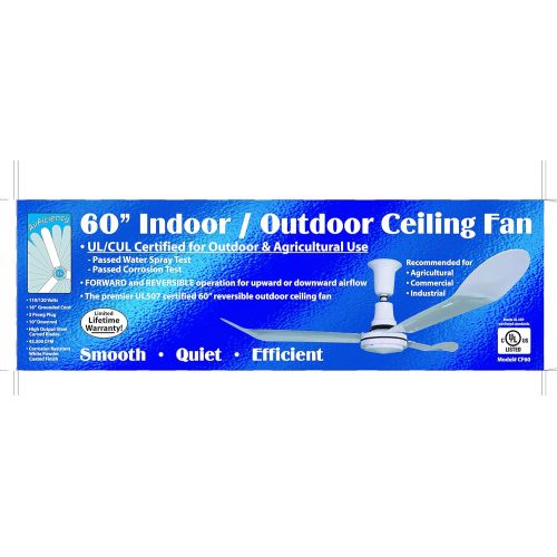  J&D Manufacturing CF60A Premium IndoorOutdoor UL507 Ceiling Fan, 60
