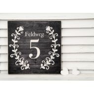 ManufakturLiebevoll personalized house number with street name in vintage