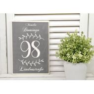 /ManufakturLiebevoll Personalized wooden sign with house number and street in gray