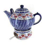 Manufaktura Blue Rose Polish Pottery Red Poppy Large Teapot & Warmer
