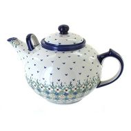 Manufaktura Blue Rose Polish Pottery Green Daisy Large Teapot