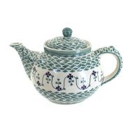 Manufaktura Blue Rose Polish Pottery Sage Floral Teapot