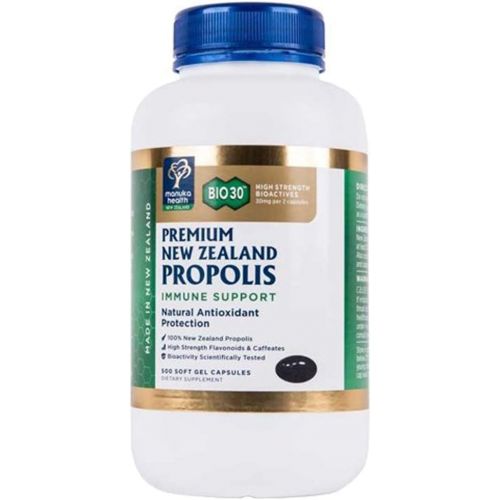  Manuka Health Bio30 Propolis 500mg 500 Capsules 100% Pure New Zealand Bee Propolis Immune System Support & Antioxidant Protection (1 Bottle)