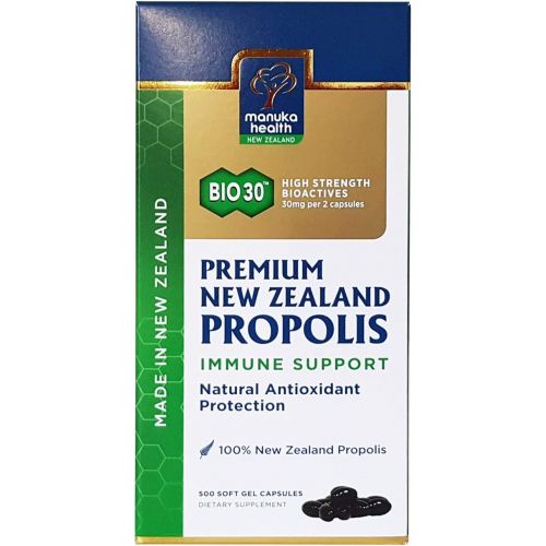  Manuka Health Bio30 Propolis 500mg 500 Capsules 100% Pure New Zealand Bee Propolis Immune System Support & Antioxidant Protection (1 Bottle)