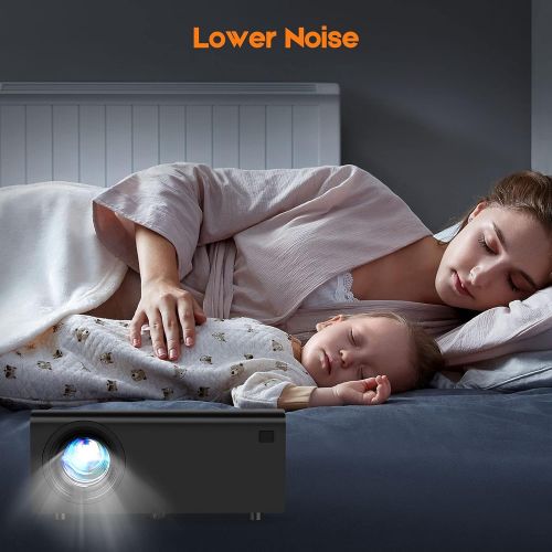  ManyBox Mini Projector, 4500 LUX Portable Video Projector with 45000 Hrs LED Lamp Life, Full HD 1080P Supported, Compatible with TV PS4, HDMI, VGA, TF, AV and USB-2020 Upgraded Ver