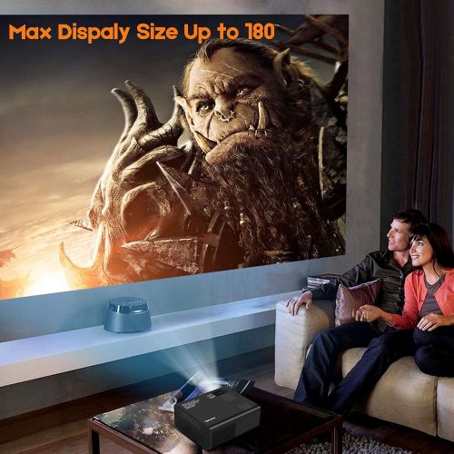  ManyBox Mini Projector, 4500 LUX Portable Video Projector with 45000 Hrs LED Lamp Life, Full HD 1080P Supported, Compatible with TV PS4, HDMI, VGA, TF, AV and USB-2020 Upgraded Ver