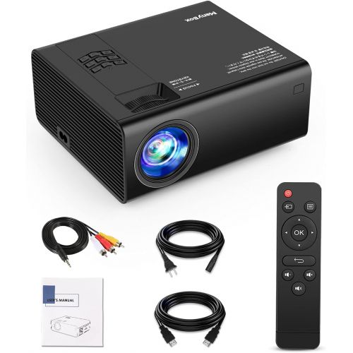  ManyBox Mini Projector, 4500 LUX Portable Video Projector with 45000 Hrs LED Lamp Life, Full HD 1080P Supported, Compatible with TV PS4, HDMI, VGA, TF, AV and USB-2020 Upgraded Ver