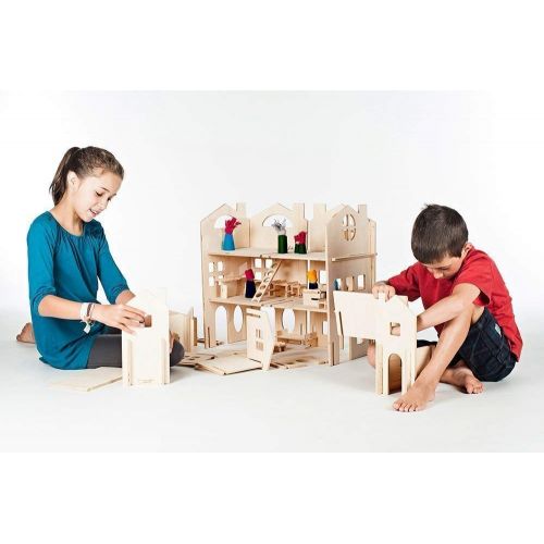  Manzanita Kids Modular Dollhouse Tower and House Building Walls (Combo Set)