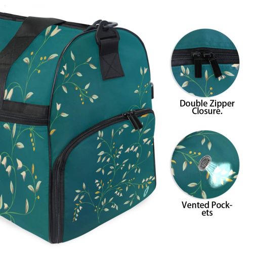  Maolong Vintage Floral Pattern Travel Duffel Bag for Men Women Large Weekender Bag Carry-on Luggage Tote Overnight Bag