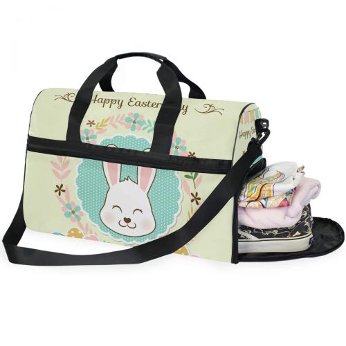  Maolong Vintage Easter Rabbit Travel Duffel Bag for Men Women Large Weekender Bag Carry-on Luggage Tote Overnight Bag