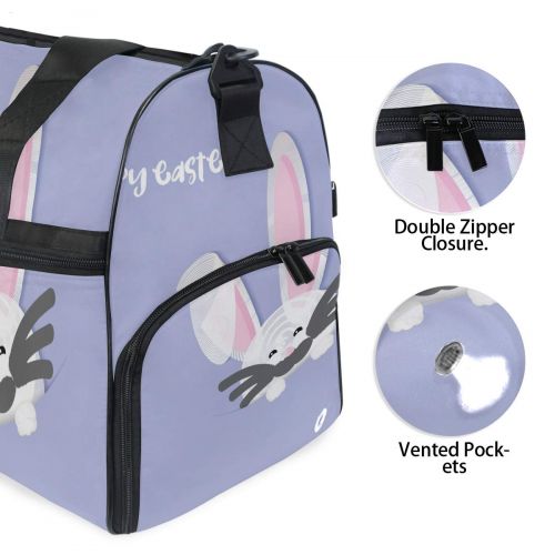  Maolong Vintage Easter Rabbit Travel Duffel Bag for Men Women Large Weekender Bag Carry-on Luggage Tote Overnight Bag