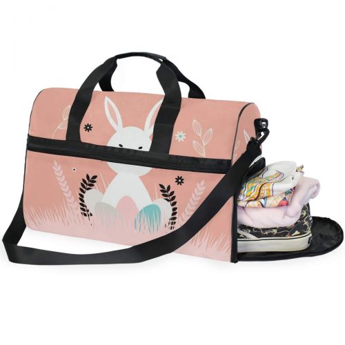  Maolong Vintage Easter Rabbit Travel Duffel Bag for Men Women Large Weekender Bag Carry-on Luggage Tote Overnight Bag