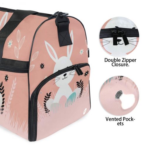  Maolong Vintage Easter Rabbit Travel Duffel Bag for Men Women Large Weekender Bag Carry-on Luggage Tote Overnight Bag