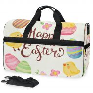 Maolong Painted Easter Eggs Chick Travel Duffel Bag for Men Women Large Weekender Bag Carry-on Luggage Tote Overnight Bag