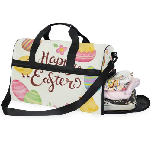  Maolong Painted Easter Eggs Chick Travel Duffel Bag for Men Women Large Weekender Bag Carry-on Luggage Tote Overnight Bag
