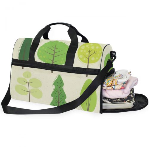  Maolong Painted Green Tree Travel Duffel Bag for Men Women Large Weekender Bag Carry-on Luggage Tote Overnight Bag