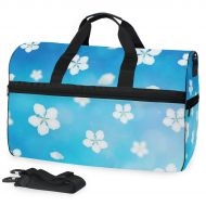 Maolong Blue Cherry Blossom Travel Duffel Bag for Men Women Large Weekender Bag Carry-on Luggage Tote Overnight Bag