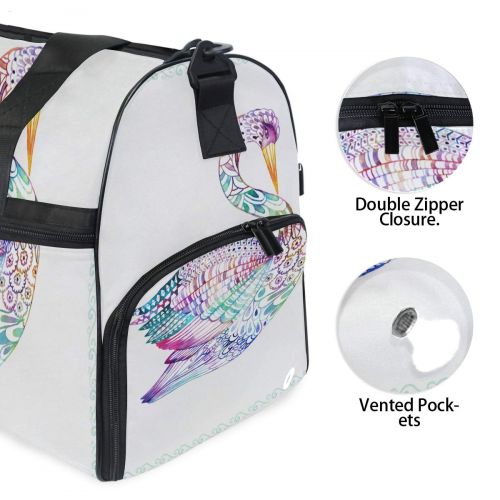  Maolong Painted Watercolor Swan Travel Duffel Bag for Men Women Large Weekender Bag Carry-on Luggage Tote Overnight Bag