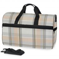 Maolong Retro Square Plaid Pattern Travel Duffel Bag for Men Women Large Weekender Bag Carry-on Luggage Tote Overnight Bag