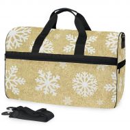 Maolong Golden Snowflake Pattern Travel Duffel Bag for Men Women Large Weekender Bag Carry-on Luggage Tote Overnight Bag