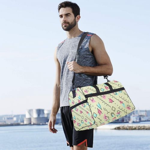  Maolong Cute Painted Geometric Solid Travel Duffel Bag for Men Women Large Weekender Bag Carry-on Luggage Tote Overnight Bag