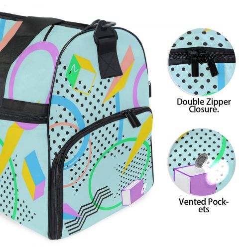  Maolong Cute Painted Geometric Solid Travel Duffel Bag for Men Women Large Weekender Bag Carry-on Luggage Tote Overnight Bag