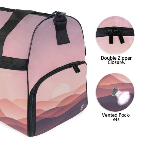  Maolong Beautiful Desert Sunset Scenery Travel Duffel Bag for Men Women Large Weekender Bag Carry-on Luggage Tote Overnight Bag