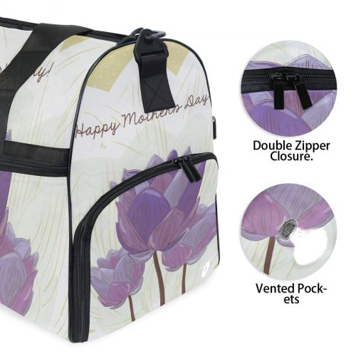  Maolong Beauty Mothers Day Flowers Travel Duffel Bag for Men Women Large Weekender Bag Carry-on Luggage Tote Overnight Bag