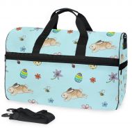 Maolong Colorful Flowers Eggs Rabbits Travel Duffel Bag for Men Women Large Weekender Bag Carry-on Luggage Tote Overnight Bag