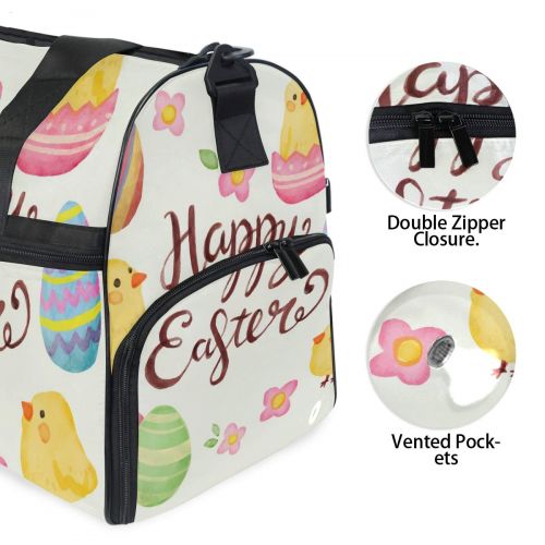  Maolong Colorful Flowers Eggs Rabbits Travel Duffel Bag for Men Women Large Weekender Bag Carry-on Luggage Tote Overnight Bag