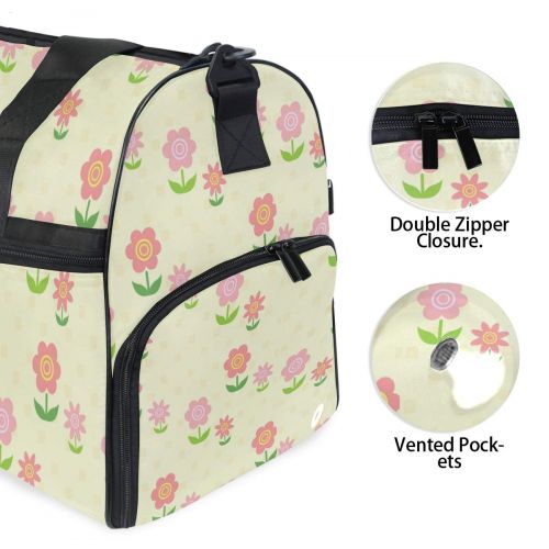  Maolong Fresh Lovely Flowers Plants Travel Duffel Bag for Men Women Large Weekender Bag Carry-on Luggage Tote Overnight Bag