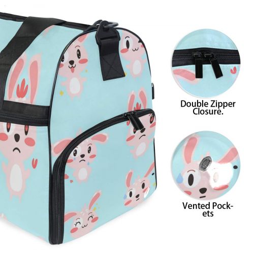  Maolong Cute Cartoon Rabbit Travel Duffel Bag for Men Women Large Weekender Bag Carry-on Luggage Tote Overnight Bag